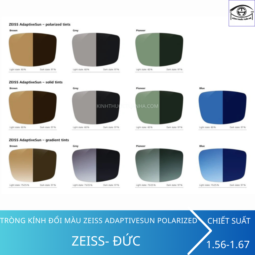 Tròng Kính Đổi Màu ZEISS AdaptiveSun Polarized